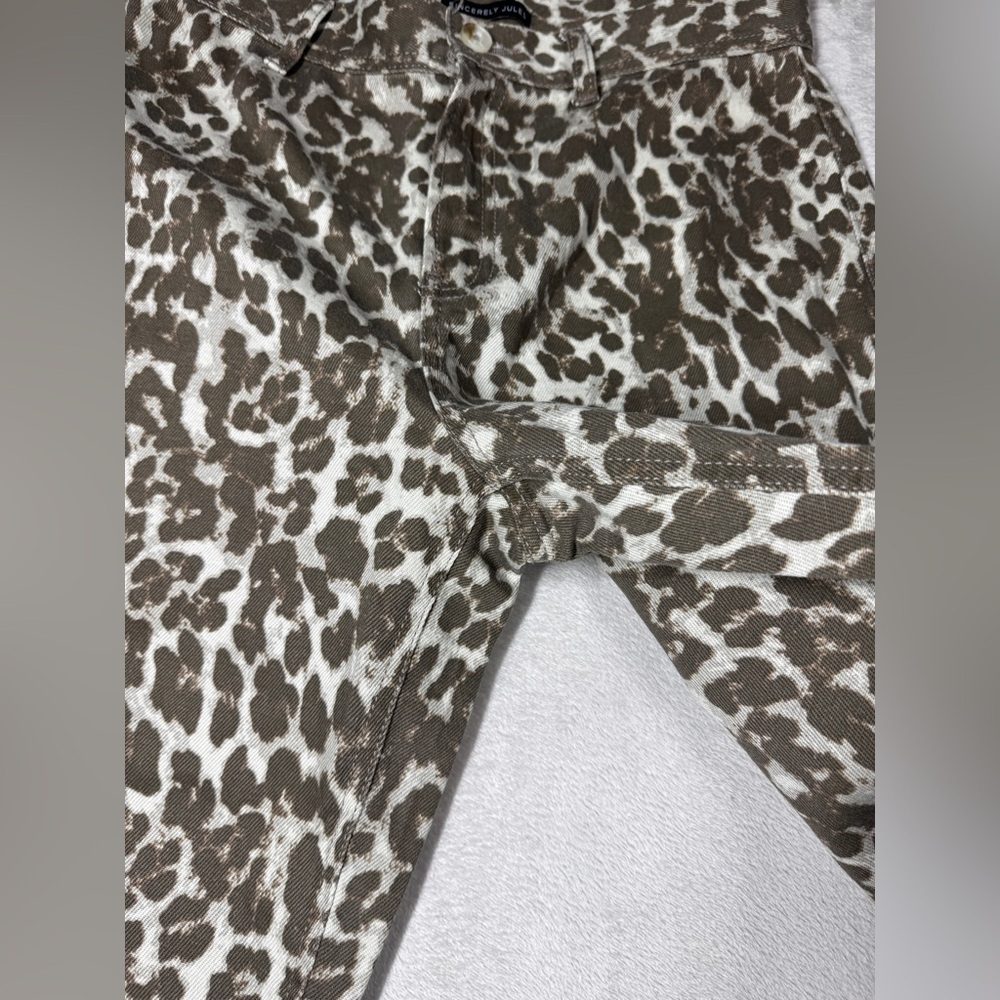 Sincerely Jules Leopard Animal Print Wide Leg Cropped 100% Cotton Jeans Size 29 - Picture 4 of 16